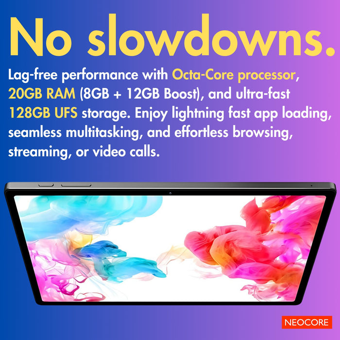 NEOCORE E2s Pro Edition (Case+Keyboard+Mouse)| 10.1'' Android Tablet | 20GB RAM | 128GB Storage | 15h+ Battery