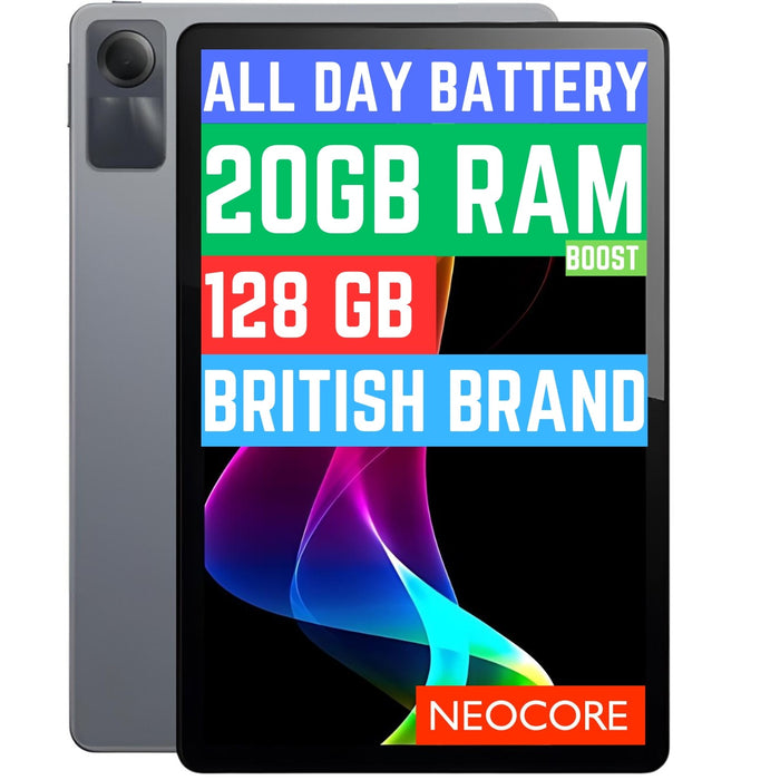 NEOCORE E2 | Tablette Android 10,1'' | 20 Go de RAM | 128 Go de stockage | 15h+ Batterie 