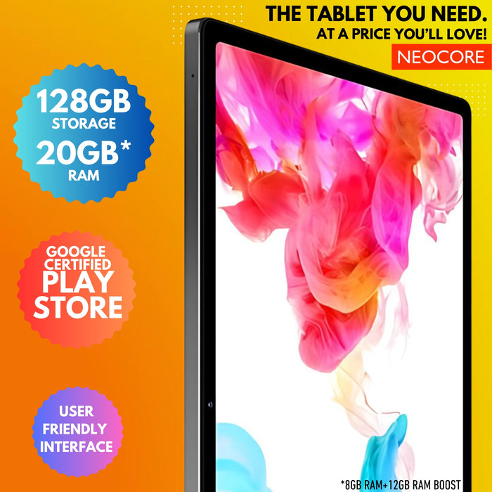 NEOCORE E2 | Tablette Android 10,1'' | 20 Go de RAM | 128 Go de stockage | 15h+ Batterie 